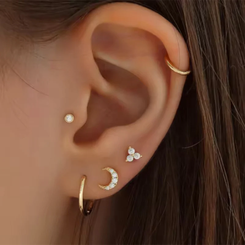 Ivy Flat Back Stud Earring in Silver - Image 3