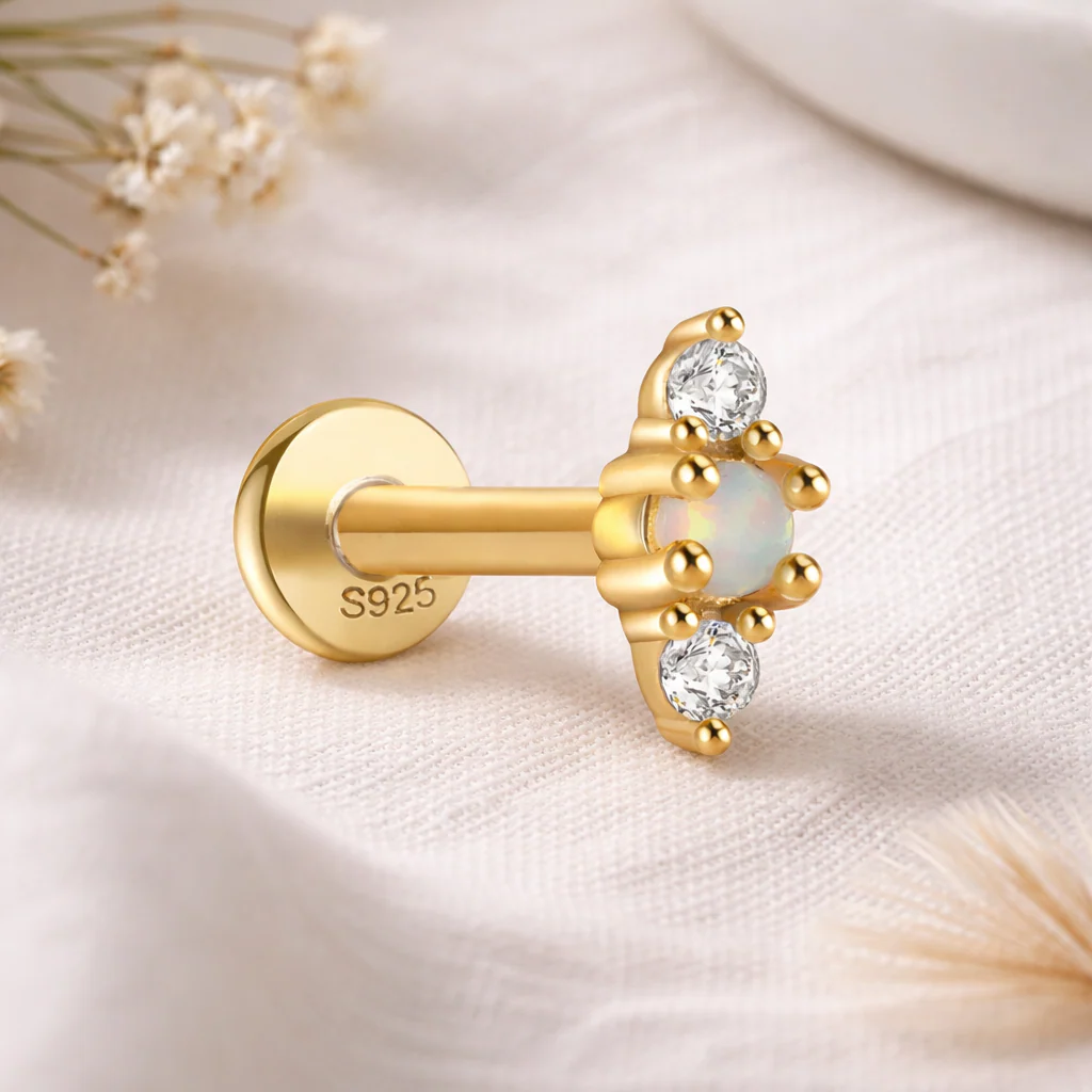 Monroe Flat Back Stud Earring in Gold - Image 3