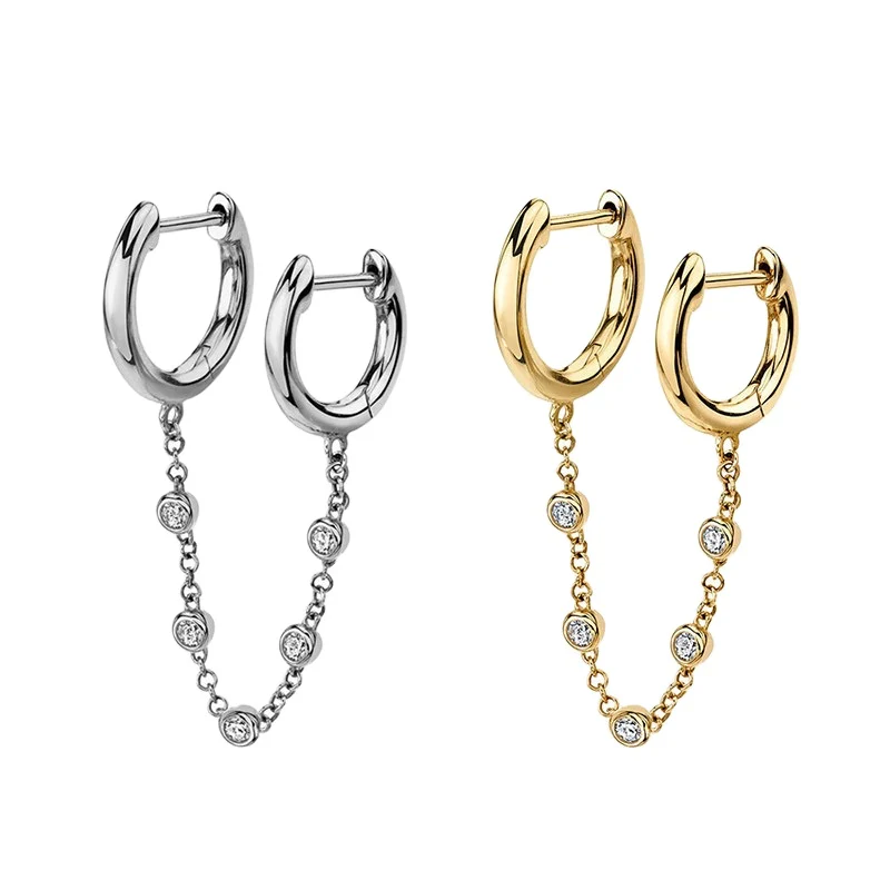 Taylor Chain Double Huggie in Gold - Image 4