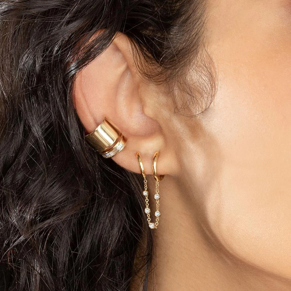 Taylor Chain Double Huggie in Gold - Image 5